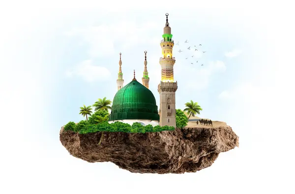 Green Dome in Prophet Mosque Creating Visual, Medina,Saudi Arabia