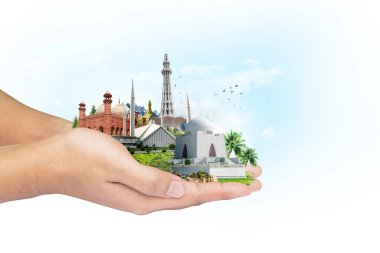 Pakistan Monuments. Environment. Quaid-e-Azam Tomb. Minar e Pakistan. Khyber Gate. Faisal Mosque. Multan Tomb. Badshahi Mosque clipart