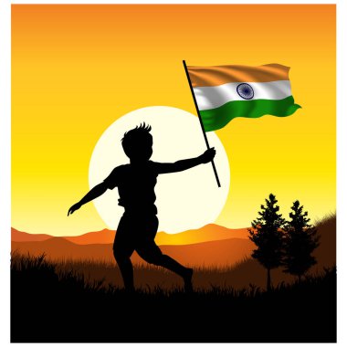 Bağımsızlık günün kutlu olsun Hindistan. Koşan adam. soyut vektör illüstrasyon tasarımı