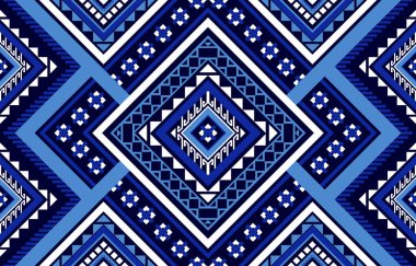 Geometrik etnik kalıplar. Geleneksel yerli tarzı. Mavi çizgili. Arkaplan, illüstrasyon, duvar kağıdı, kumaş, giysi, halı, nakış için tasarım