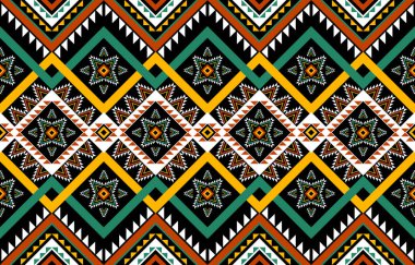 Geometrik etnik desensiz kabile geleneği. Çiçek süslemesi. Arkaplan, illüstrasyon, duvar kağıdı, kumaş, doku, batik, halı, giysi, nakış için tasarım