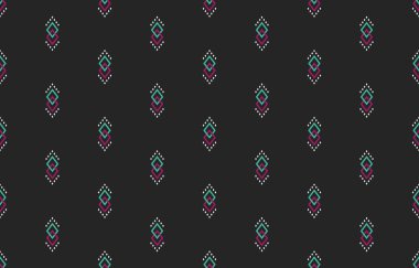 Geometrik etnik desensiz geleneksel tasarım arkaplan, illüstrasyon, duvar kağıdı, kumaş, giysi, batik, halı, ambalaj, nakış