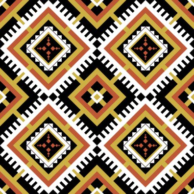 Geometrik etnik, pürüzsüz desen. Geleneksel kabile tarzı. Arkaplan, illüstrasyon, doku, kumaş, batik, duvar kağıdı, halı, giysi, nakış için tasarım.