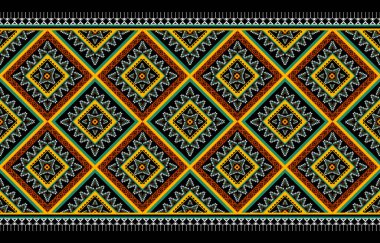 Etnik, pürüzsüz bir model. Çiçek süslemesi. Geleneksel kabile tarzı. Arkaplan, illüstrasyon, doku, kumaş, duvar kağıdı, giysi, halı, nakış için tasarım.