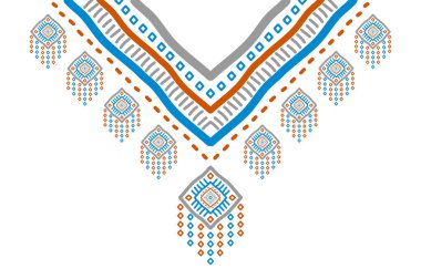 Geometrik etnik oryantal model geleneksel. Kabile kolyesi nakışı. Aztek süsü izi. Amerikan, Meksika tarzı. Boyun, illüstrasyon, kumaş, giysi, tekstil, batik için tasarım.