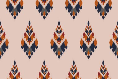 Soyut renkli ikat sanatı. Kabilede kusursuz etnik düzen. Çizgili Meksika tarzı. Arkaplan, illüstrasyon, ambalaj, giysi, batik, kumaş, nakış için tasarım.