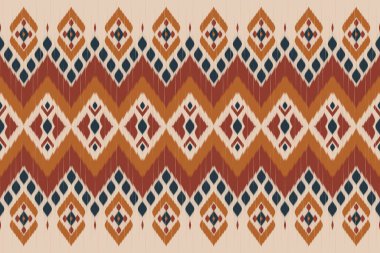 Soyut renkli ikat sanatı. Kabilede kusursuz etnik düzen. Çizgili Meksika tarzı. Arkaplan, illüstrasyon, ambalaj, giysi, batik, kumaş, nakış için tasarım.