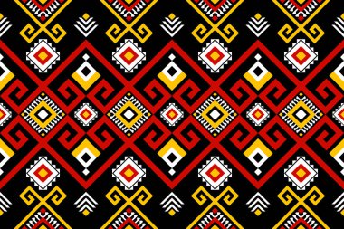 Geometrik etnik kalıplar geleneksel. Sanat kabilesi Aztek tarzı. Arkaplan, illüstrasyon, kumaş, batik, giysi, ambalaj, duvar kağıdı, halı, nakış için tasarım