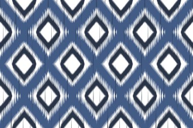 Etnik ikat kabilesinin kusursuz kalıbı. Arkaplan, halı, duvar kağıdı, giysi, ambalaj, kumaş, vektör illüstrasyonu için tasarım. Nakış biçimi.