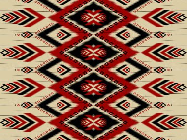 Oriental ikat yerli tarzı. Geometrik etnik model geleneksel. Arkaplan, illüstrasyon, doku, kumaş, batik, giysi, ambalaj, duvar kağıdı, halı, nakış için tasarım