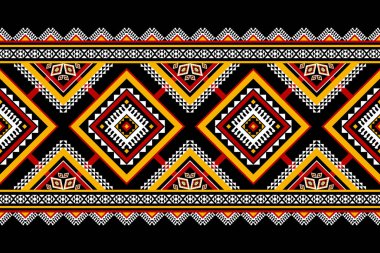 Geleneksel geometrik etnik doğulu kusursuz desen. Çiçek süslemesi. Arkaplan, halı, duvar kağıdı, giysi, ambalaj, kumaş, taşıyıcı, illüstrasyon, nakış için tasarım.
