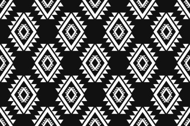 Geometrik etnik kalıplar geleneksel. Arkaplan, duvar kağıdı, vektör illüstrasyonu, tekstil, kumaş, giysi, batik, halı, nakış için tasarım.