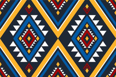 Geleneksel geometrik etnik doğulu kusursuz desen. Arkaplan, duvar kağıdı, vektör illüstrasyonu, tekstil, kumaş, giysi, batik, halı, nakış için tasarım.