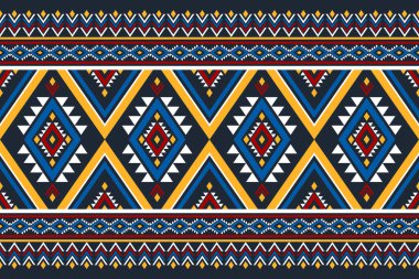 Aztek etnik düzeni gelenekseldir. Kabilesel olarak geometrik desen. Sınır dekorasyonu. Arkaplan, duvar kağıdı, vektör illüstrasyonu, tekstil, kumaş, giysi, batik, halı, nakış için tasarım.