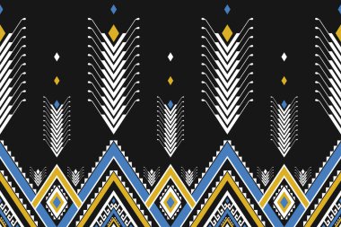 Geometrik etnik oryantal model geleneksel. Arkaplan, duvar kağıdı, vektör illüstrasyonu, tekstil, kumaş, giysi, batik, halı, nakış için tasarım.