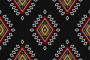 Etnik Aztek desenli sanat. Geometrik kusursuz desen kabile, halk nakışı ve Meksika tarzı. Arkaplan, duvar kağıdı, vektör illüstrasyonu, tekstil, kumaş, giysi, halı için tasarım.