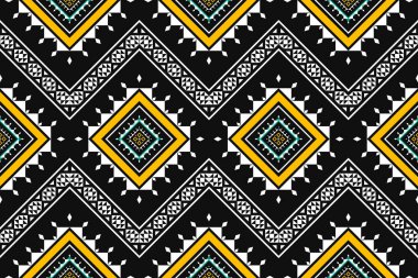 Geometrik etnik düzen kabilesel olarak kusursuz. Arkaplan, duvar kağıdı, vektör illüstrasyonu, tekstil, kumaş, giysi, batik, halı, nakış için tasarım.