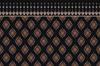 Etnik oryantal model sanatı. Geometrik kusursuz desen kabile, halk nakışı ve Meksika tarzı. Arkaplan, duvar kağıdı, vektör illüstrasyonu, tekstil, kumaş, giysi, halı için tasarım.