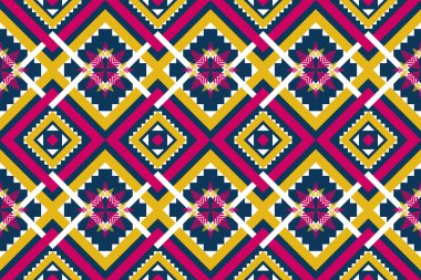 Geometrik etnik düzen kabilesel, halk nakışı ve Meksika tarzı. Arkaplan, duvar kağıdı, vektör illüstrasyonu, kumaş, giysi, halı, ambalaj tasarımı.