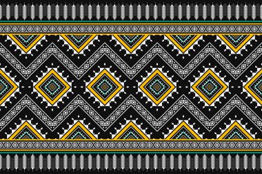 Geometrik etnik düzen kabilesel olarak kusursuz. Amerikan, Meksika tarzı. Arkaplan, duvar kağıdı, vektör illüstrasyonu, kumaş, giysi, halı, tekstil, batik, nakış için tasarım.