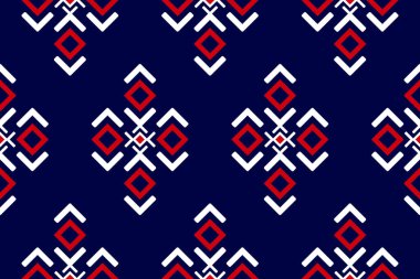 Geometrik etnik kalıplar geleneksel. Kumaş etnik tarzı. Arkaplan, duvar kağıdı, vektör illüstrasyonu, kumaş, giysi, halı, tekstil, batik, nakış için tasarım.