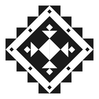 Geometrik etnik model sanatı. Amerikan, Meksika tarzı. Geçmişi Aztek kabilesi süsü. Kumaş, giysi, tekstil, logo, sembol tasarımı.