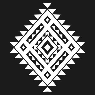 Geometrik etnik model sanatı. Amerikan, Meksika tarzı. Geçmişi Aztek kabilesi süsü. Kumaş, giysi, tekstil, logo, sembol tasarımı.
