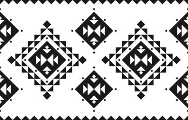 Halı etnik kabile sanatı. Etnik geometrik kusursuz desen. Amerikan, Meksika tarzı. Arkaplan, duvar kağıdı, illüstrasyon, kumaş, giysi, halı, tekstil, batik, nakış için tasarım.