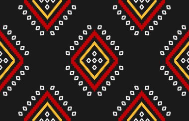 Geometrik etnik düzen kabilesel olarak kusursuz. Amerikan ve Meksika tarzı. Arkaplan, duvar kağıdı, illüstrasyon, kumaş, giysi, halı, tekstil, batik, nakış için tasarım.