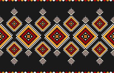 Halı etnik kabile sanatı. Geleneksel etnik geometrik kusursuz desen. Arkaplan, duvar kağıdı, illüstrasyon, kumaş, giysi, halı, tekstil, batik, nakış için tasarım.