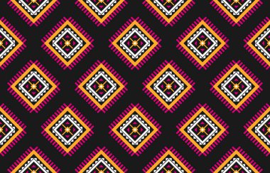 Geometrik etnik düzen kabilesel olarak kusursuz. Amerikan ve Meksika tarzı. Arkaplan, duvar kağıdı, illüstrasyon, kumaş, giysi, halı, tekstil, batik, nakış için tasarım.