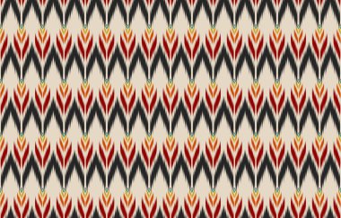 Kumaş Hint tarzı. Kabiledeki etnik Ikat deseni kusursuz. Arkaplan, duvar kağıdı, illüstrasyon, kumaş, giysi, halı, tekstil, batik, nakış için tasarım.