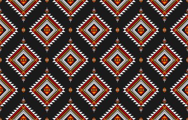 Geometrik etnik düzen kabilesel olarak kusursuz. Kumaş Meksika tarzı. Arkaplan, duvar kağıdı, vektör illüstrasyonu, kumaş, giysi, halı, tekstil, batik, nakış için tasarım.