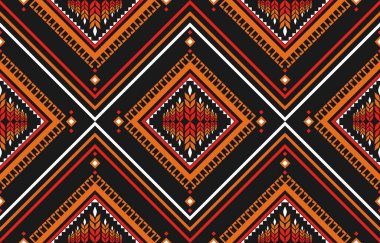 Geometrik etnik düzen kabilesel olarak kusursuz. Amerikan, Meksika tarzı. Aztek soyut sanatı. Arkaplan, duvar kağıdı, vektör illüstrasyonu, kumaş, giysi, halı, tekstil, batik, nakış için tasarım.