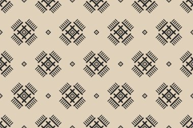 Geometrik etnik düzen kabilesel olarak kusursuz. Kumaş Hint tarzı. Soyut ikat sanatı. Arkaplan, duvar kağıdı, vektör illüstrasyonu, kumaş, giysi, halı, tekstil, batik, nakış için tasarım.