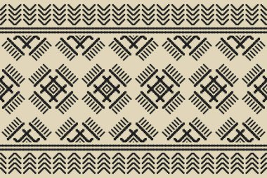 Halı etnik örgü sanatı. Kabilesel olarak geometrik, pürüzsüz desen. Kumaş Meksika tarzı. Arkaplan, duvar kağıdı, vektör illüstrasyonu, kumaş, giysi, halı, tekstil, batik, nakış için tasarım.