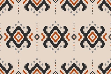 Kumaş etnik oryantal model. Kabilede etnik faks kusursuzdur. Arkaplan, duvar kağıdı, vektör illüstrasyonu, kumaş, giysi, halı, tekstil, batik, nakış için tasarım.