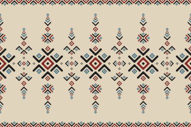 Soyut etnik model sanatı. Kabilelerdeki etnik ve kusursuz kalıplar. Arkaplan, duvar kağıdı, vektör illüstrasyonu, kumaş, giysi, halı, tekstil, batik, nakış için tasarım.