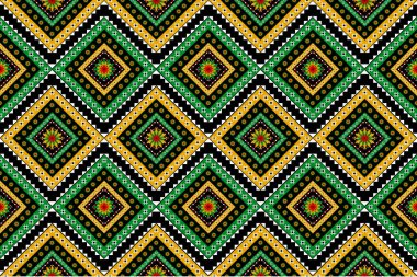 Geometrik etnik çiçek desenleri geleneksel. Kumaş Amerikan ve Meksika tarzı. Arkaplan, duvar kağıdı, vektör illüstrasyonu, kumaş, giysi, halı, tekstil, batik, nakış için tasarım.