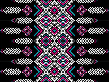 Aztek etnik model sanatı. Kabilesel olarak geometrik, pürüzsüz desen. Arkaplan, duvar kağıdı, vektör illüstrasyonu, kumaş, giysi, halı, tekstil, batik, nakış için tasarım.