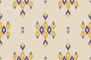 Kumaş desenli sanat. Geleneksel geometrik etnik doğulu kusursuz desen. Arkaplan, duvar kağıdı, vektör illüstrasyonu, kumaş, giysi, halı, tekstil, batik, nakış için tasarım.