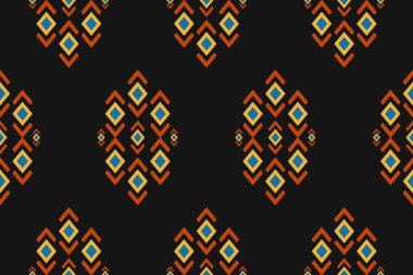 Geleneksel geometrik etnik doğulu kusursuz desen. Kumaş etnik model sanat. Arkaplan, duvar kağıdı, vektör illüstrasyonu, kumaş, giysi, halı, tekstil, batik, nakış için tasarım.