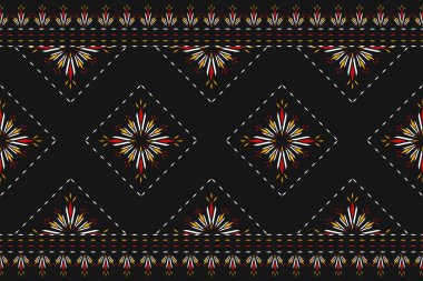 Geometrik etnik kalıplar geleneksel. Soyut mandala çiçeği arkaplanı. Duvar kağıdı, vektör illüstrasyonu, kumaş, giysi, halı, tekstil, batik, nakış için tasarım.