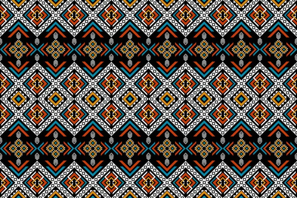 Geometrik etnik düzen kabilesel olarak kusursuz. Kumaş etnik model sanat. Arkaplan, duvar kağıdı, vektör illüstrasyonu, kumaş, giysi, halı, tekstil, batik, nakış için tasarım.