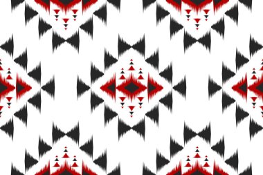 Kumaş Meksika tarzı. Geometrik etnik örgü, kabilesel düzende kusursuz desen. Arkaplan, duvar kağıdı, illüstrasyon, kumaş, giysi, halı, tekstil, batik, nakış için tasarım.