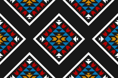 Geleneksel geometrik etnik doğulu kusursuz desen. Arkaplan, duvar kağıdı, illüstrasyon, kumaş, giysi, halı, tekstil, batik, nakış için tasarım.