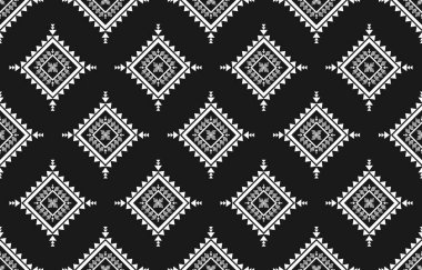 Kumaş etnik kabile geçmişi. Geleneksel geometrik etnik doğulu kusursuz desen. Duvar kağıdı, illüstrasyon, kumaş, giysi, halı, tekstil, batik, nakış için tasarım.