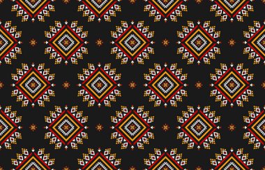 Geleneksel geometrik etnik doğulu kusursuz desen. Kumaş çiçek desenli arka plan. Duvar kağıdı, illüstrasyon, kumaş, giysi, halı, tekstil, batik, nakış için tasarım.