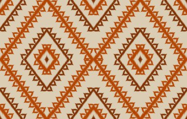 Kumaş ikat sanatı. Geometrik etnik düzen kabilesel olarak kusursuz. Hint tarzı. Arkaplan, duvar kağıdı, illüstrasyon, kumaş, giysi, halı, tekstil, batik, nakış için tasarım.