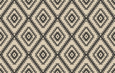 Soyut ikat sanatı. Geometrik etnik düzen kabilesel olarak kusursuz. Kumaş Hint tarzı. Arkaplan, duvar kağıdı, illüstrasyon, kumaş, giysi, halı, tekstil, batik, nakış için tasarım.